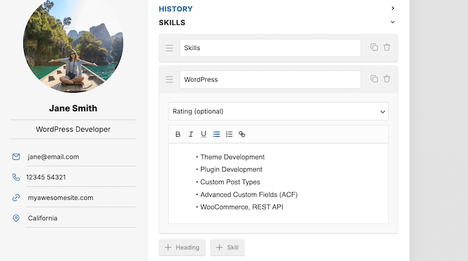 Fügen Sie Ihrem digitalen Lebenslauf Ihre berufliche Laufbahn hinzu