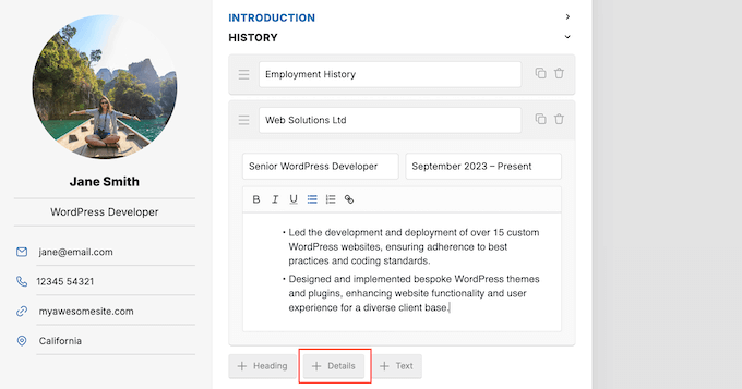Einen Lebenslauf zu Ihrem WordPress-Blog oder Ihrer Website hinzufügen