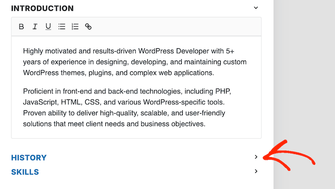 Hinzufügen der Beschäftigungshistorie zu Ihrem digitalen Lebenslauf