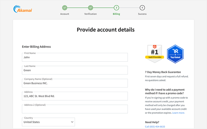 Linode personal details for account creation