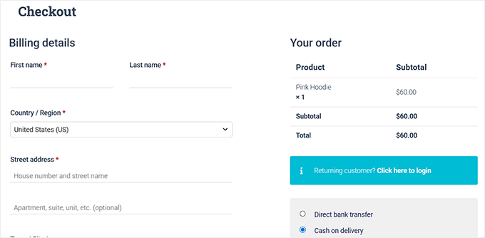 Preview of allowing login during guest checkout in WooCommerce