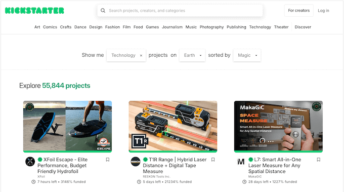 Platforma de crowdfunding Kickstarter