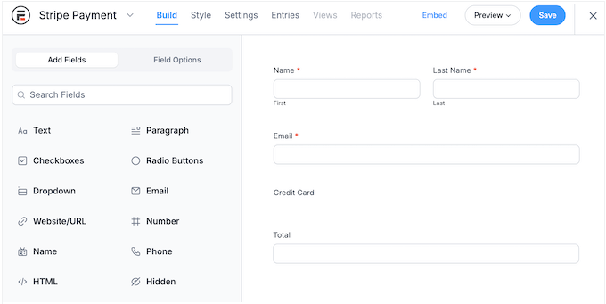 Interfața drag-and-drop a Formidable Forms