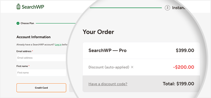 SearchWP checkout page