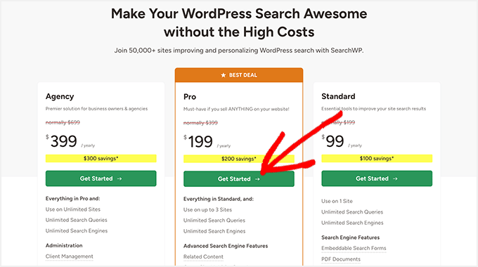 SearchWP Pricing Plans