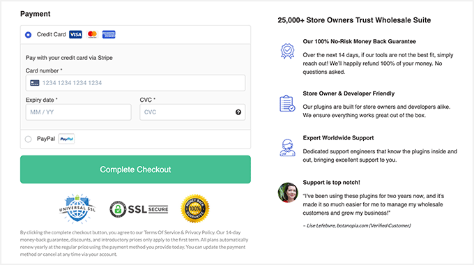 Pago de Wholesale Suite