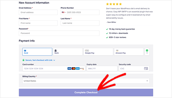 Easy WP SMTP Payment and Complete Checkout Easy WP SMTP Payment and Complete Checkout