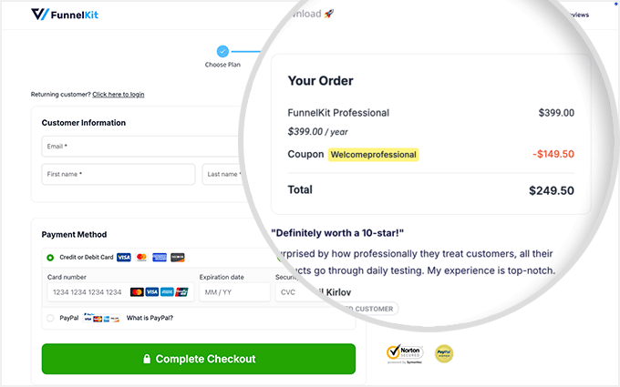 FunnelKit ödeme sayfası