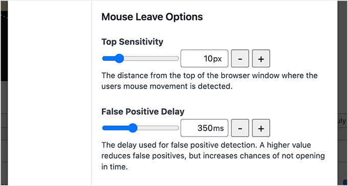 Opzione Mouse Leave in Popup Maker