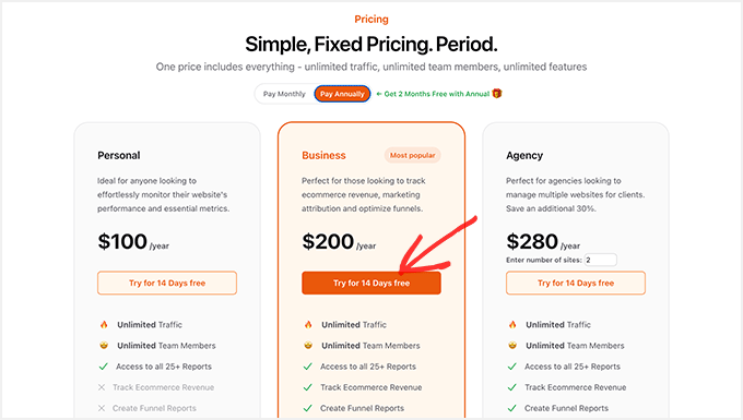 OnePageGA pricing plans