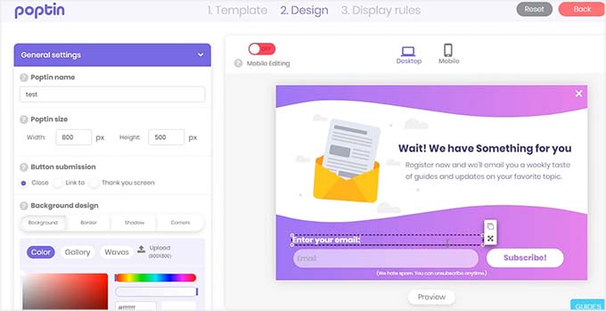 Editor drag and drop in Poptin