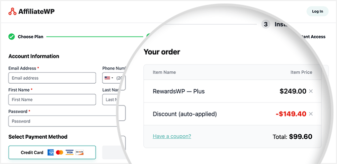 RewardsWP checkout page