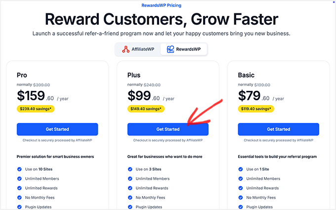 RewardsWP pricing plans