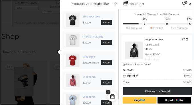 Side Cart WooCommerce's side cart demo