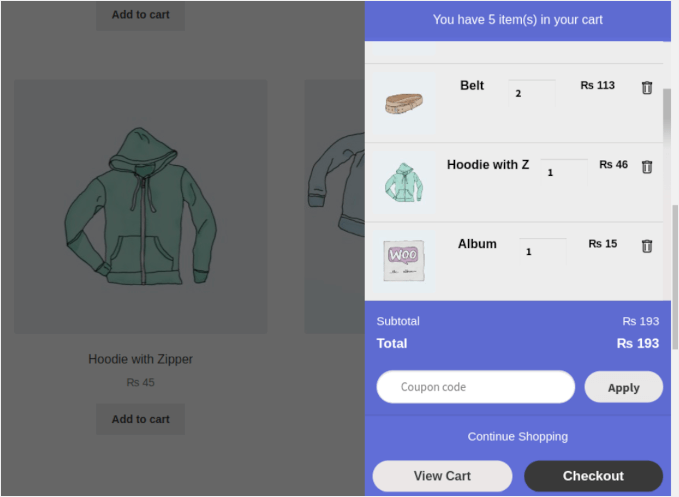 Side Popup Cart's side cart demo