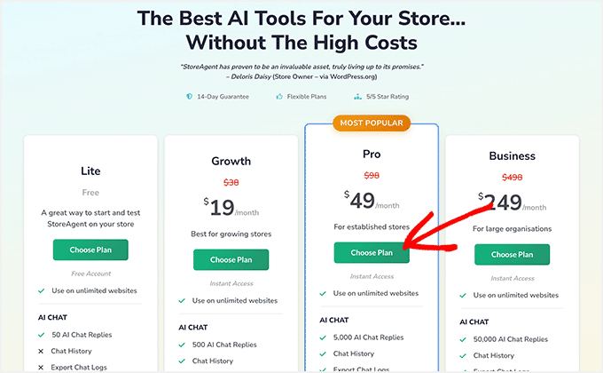 StoreAgent pricing plans