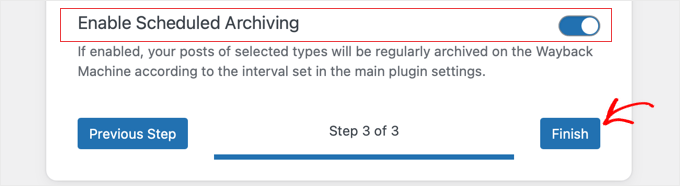 Wayback Link Fixer Setup Wizard Step 3