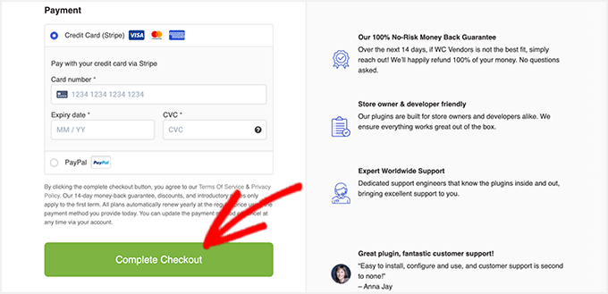 WC Vendors Payment and Complete Purchase