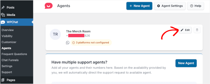 Redigera agenter i WPChat Redigera agenter i WPChat