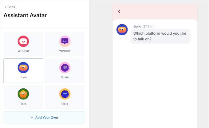 Ställa in en assistentavatar Ställa in en assistentavatar