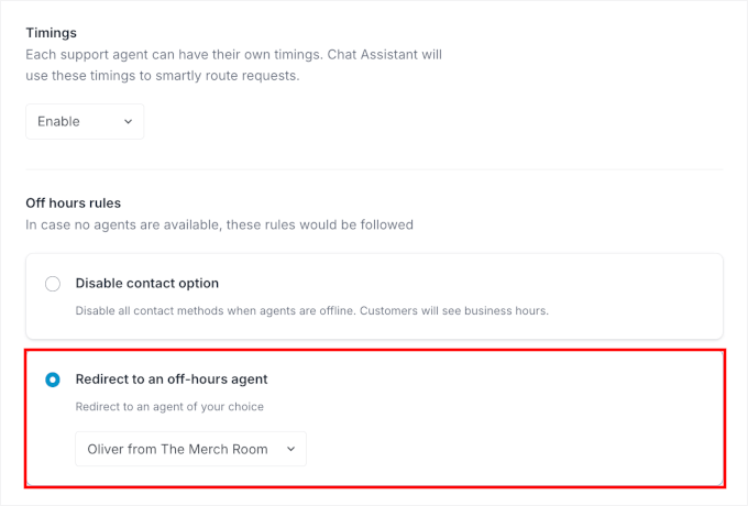 Configuration des horaires et des règles de fermeture dans WPChat