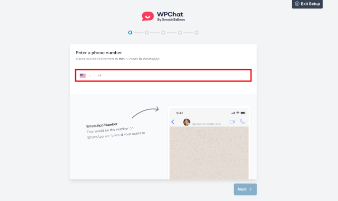 Ange ett telefonnummer för att ansluta till WPChat Ange ett telefonnummer för att ansluta till WPChat