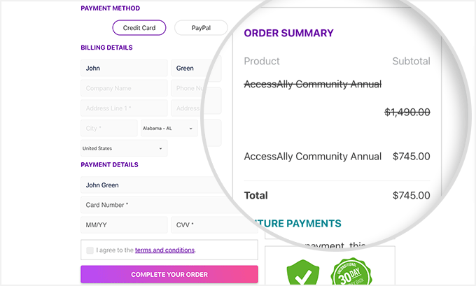 AccessAlly checkout AccessAlly checkout