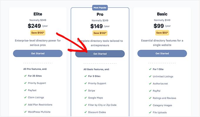 Business Directory Plugin Pricing Page