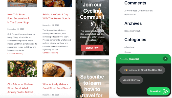 JoinChat-knapp i mörkt läge