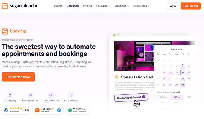 sugar calendar bookings