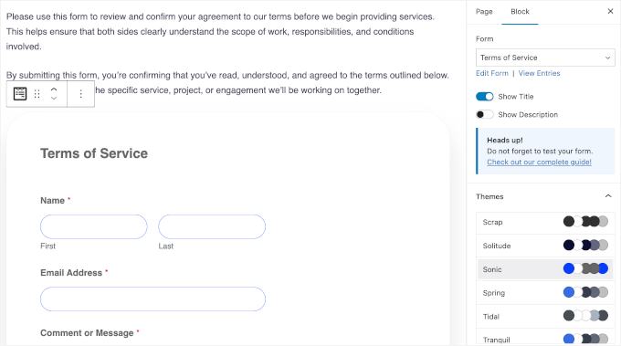 Adding context and choosing a form theme Adding context and choosing a form theme