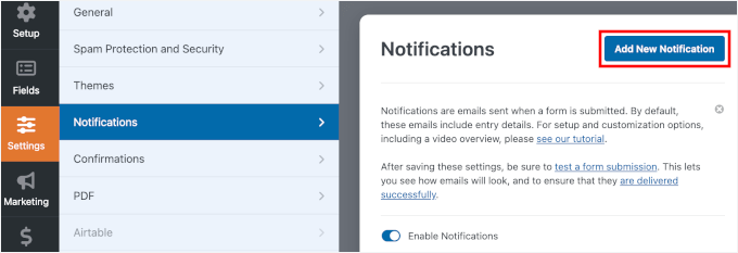 Adding a new notification Adding a new notification