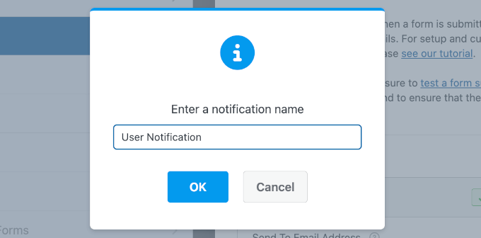 Naming the user notification setting Naming the user notification setting