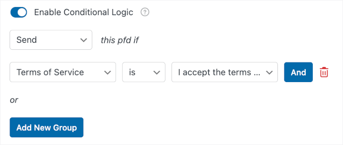 Enabling conditional logic for the PDF generation Enabling conditional logic for the PDF generation