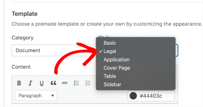 Choosing the Legal style Choosing the Legal style