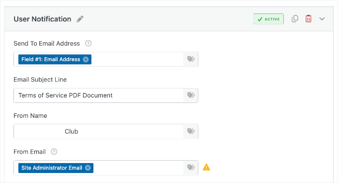 Setting up user notification Setting up user notification