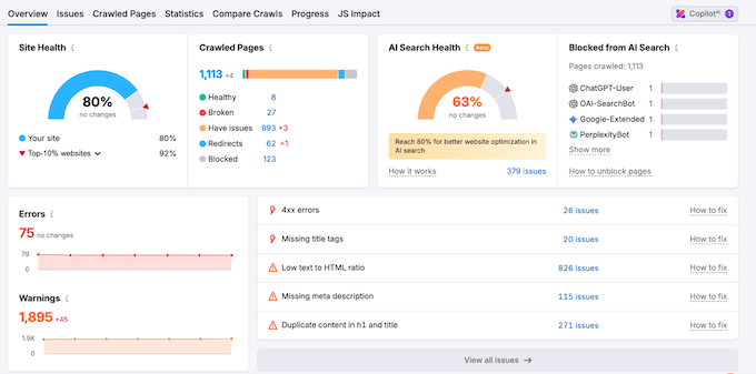 Monitoring your AI site health over time using Semrush One Monitoring your AI site health over time using Semrush One