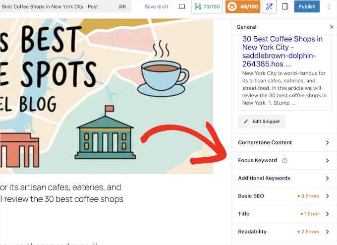 Content analysis in AIOSEO