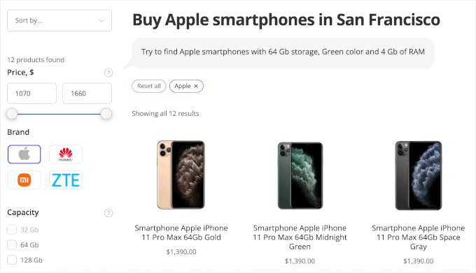 Produkte nach Marken filtern in Filter Everything