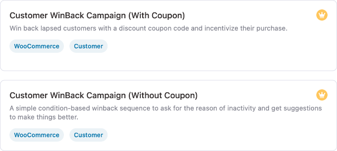 FunnelKit Automations Customer Winback Templates