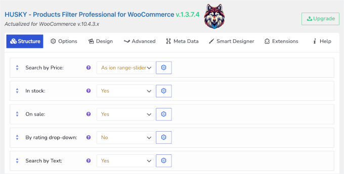 Huskys Benutzeroberfläche