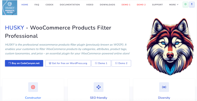 Homepage von Husky Products Filter
