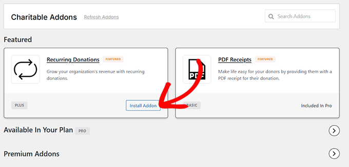 Installer le module complémentaire Dons récurrents dans Charitable Installer le module complémentaire Dons récurrents dans Charitable