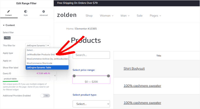 Erstellen eines JetSmart-Filtersets mit Elementor
