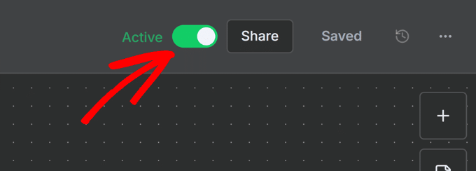 Comutați fluxul de lucru n8n pe Activ