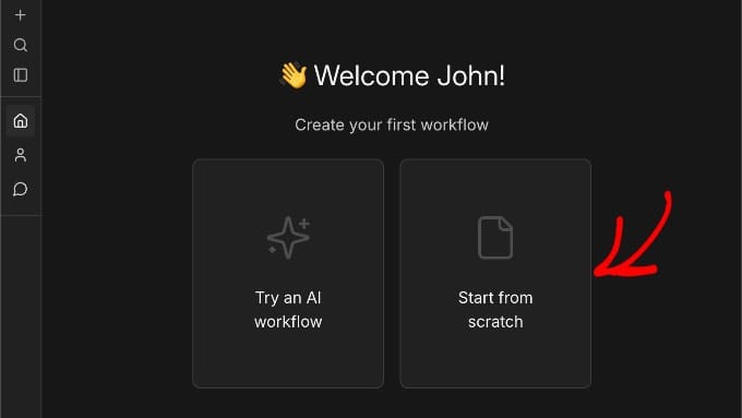 Crearea unui nou flux de lucru de la zero în n8n