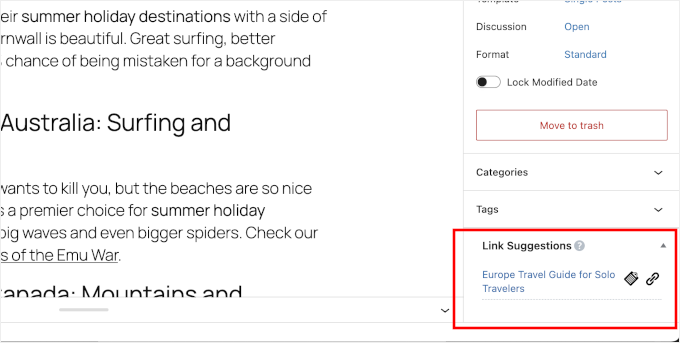 Link suggestions in Rank Math