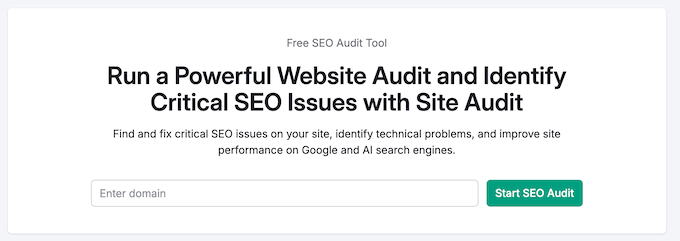 Auditing your site using Semrush One Auditing your site using Semrush One