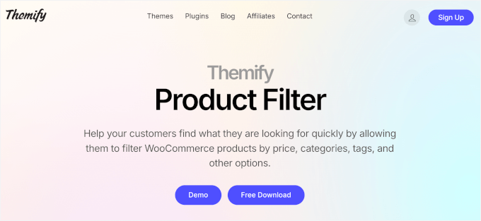 Homepage von Themify WooCommerce Product Filter