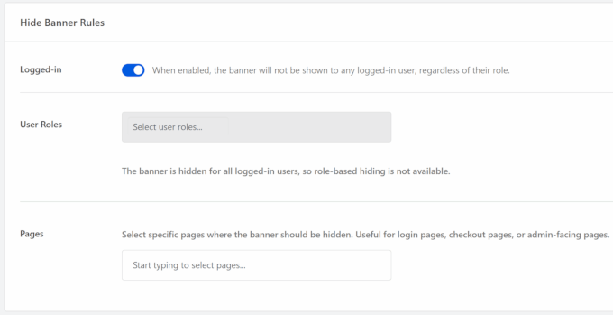 WPConsent nasconde il banner di consenso per gli utenti connessi